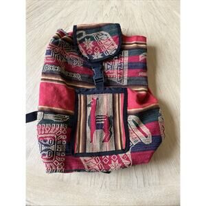 Peruvian Manta Boho Backpack Colorful Tribal Aztec Southwest Llama Hippie Ethno